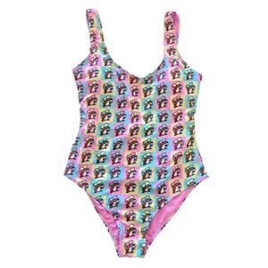 Buc-ee's Beaver All Over Print One Piece Swimsuit Pink Multi Size M NWT